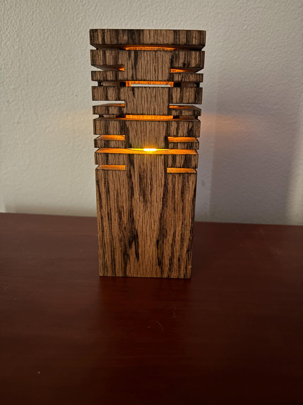 Handcrafted Oak Accent Candle Holder