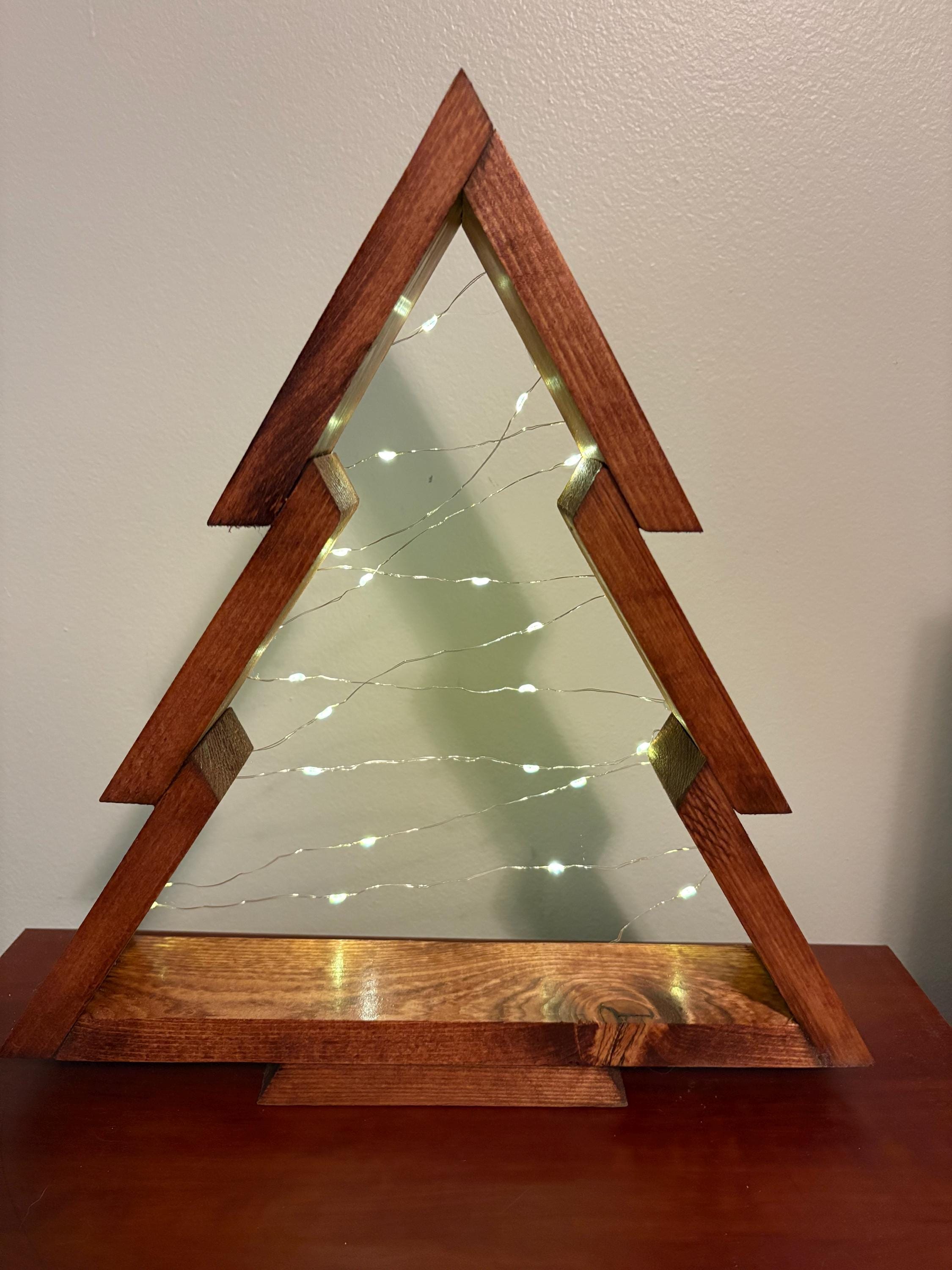 Rustic Wooden Christmas Tree with LED Lights