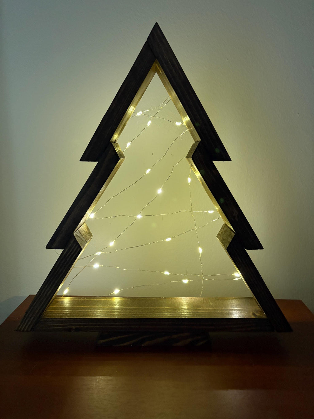 Rustic Wooden Christmas Tree with LED Lights
