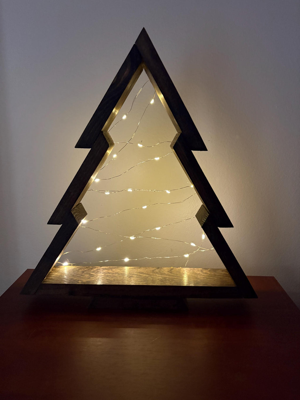 Rustic Wooden Christmas Tree with LED Lights
