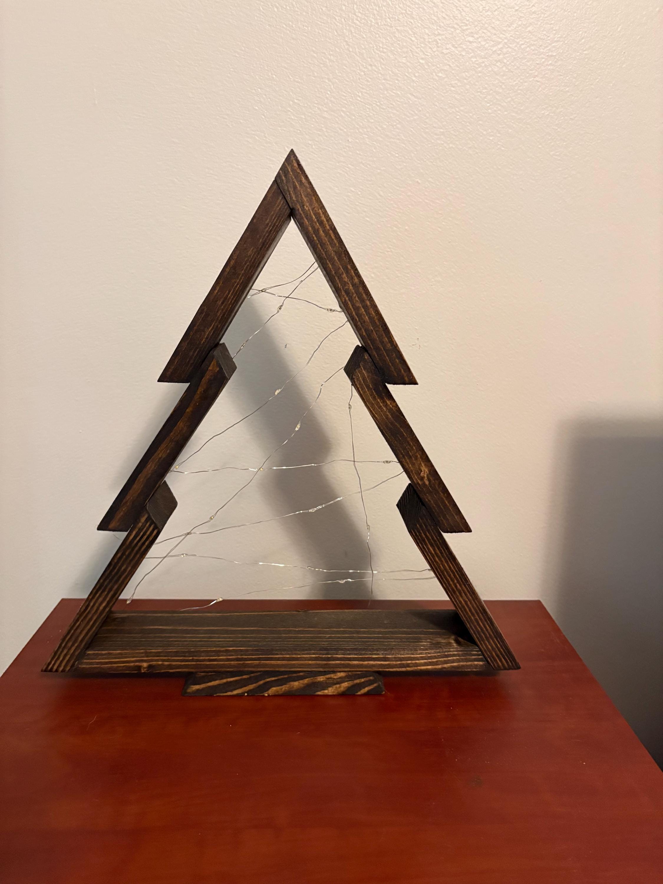 Rustic Wooden Christmas Tree with LED Lights