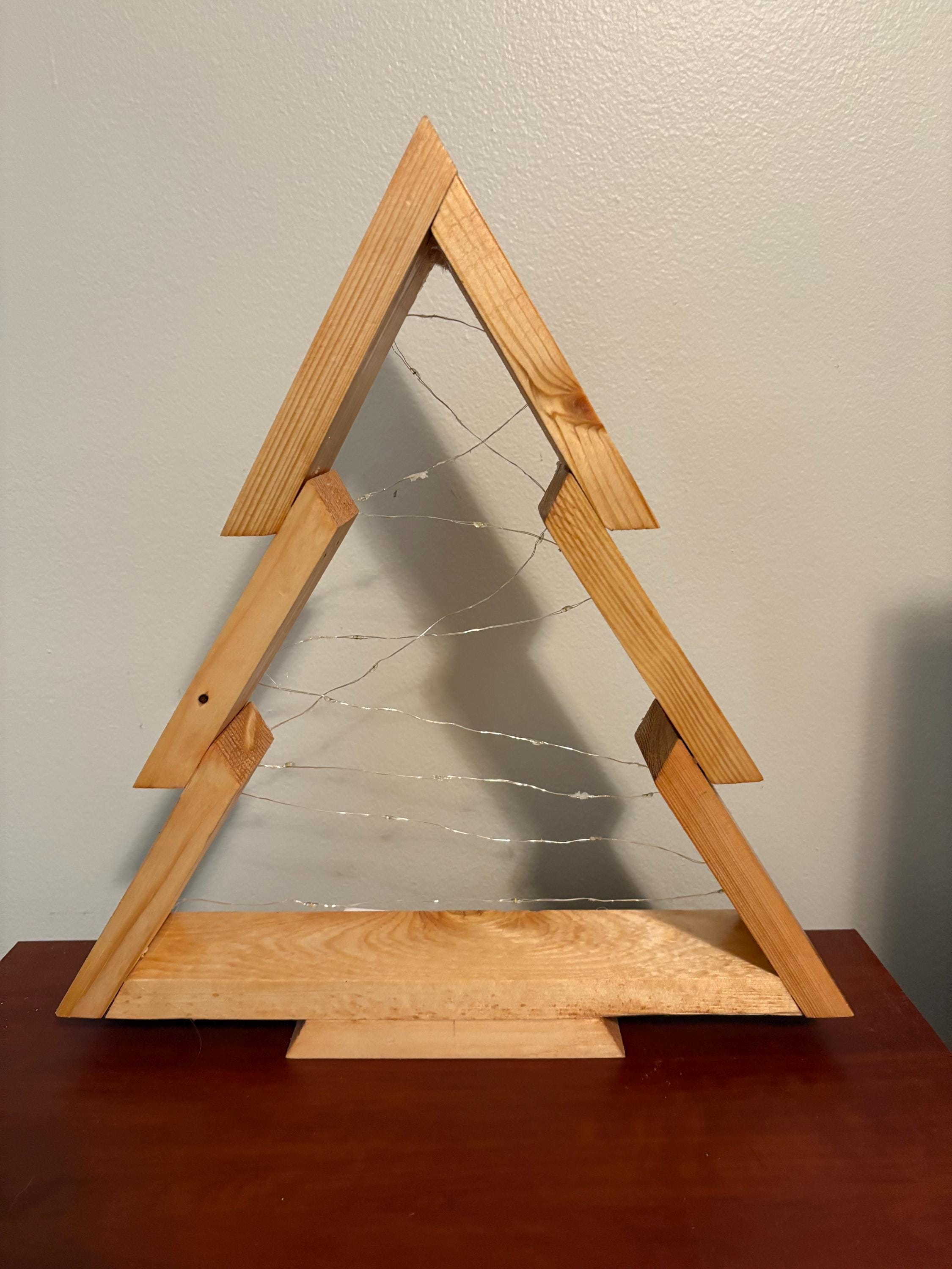 Rustic Wooden Christmas Tree with LED Lights