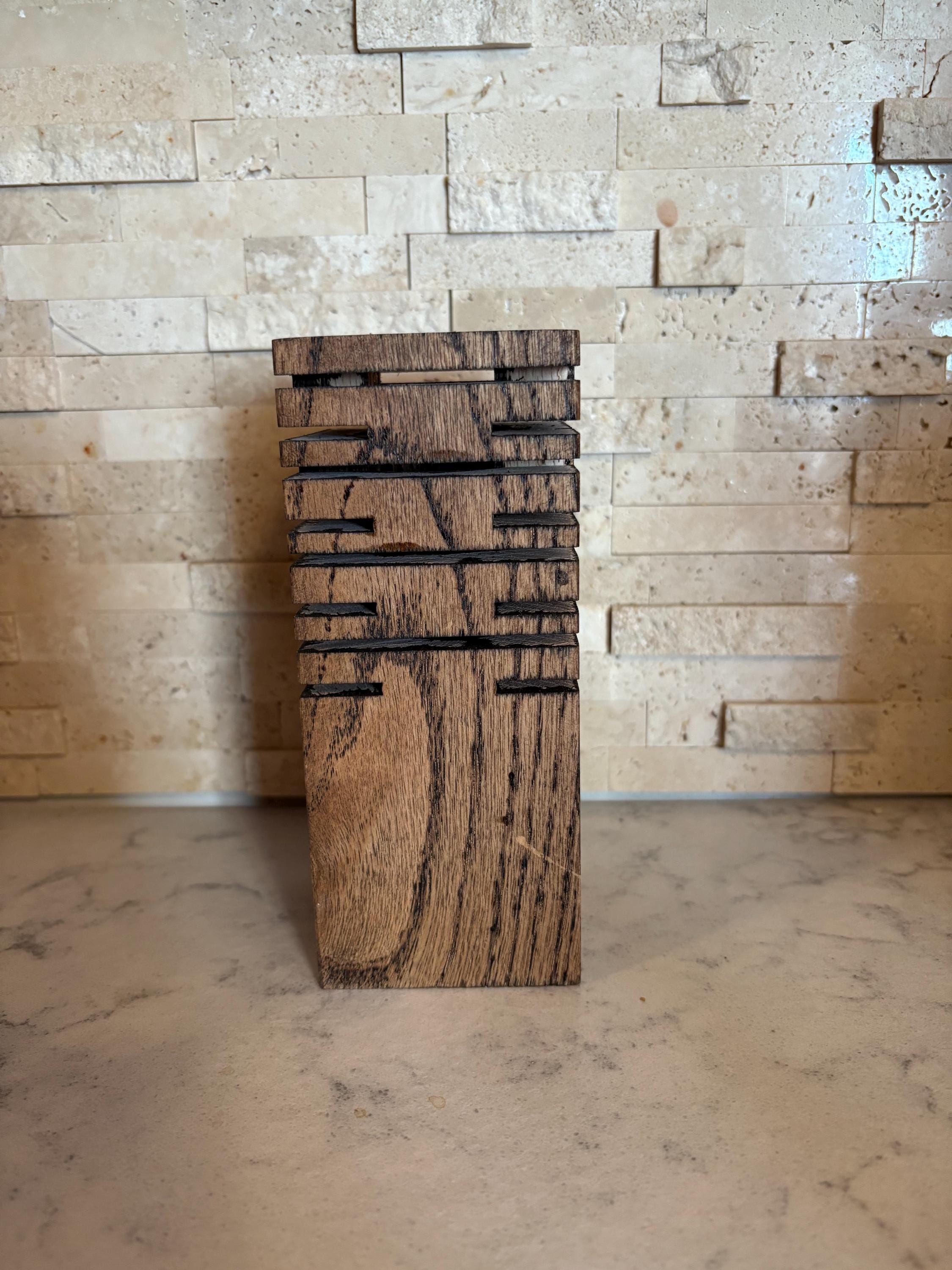Handcrafted Oak Accent Candle Holder