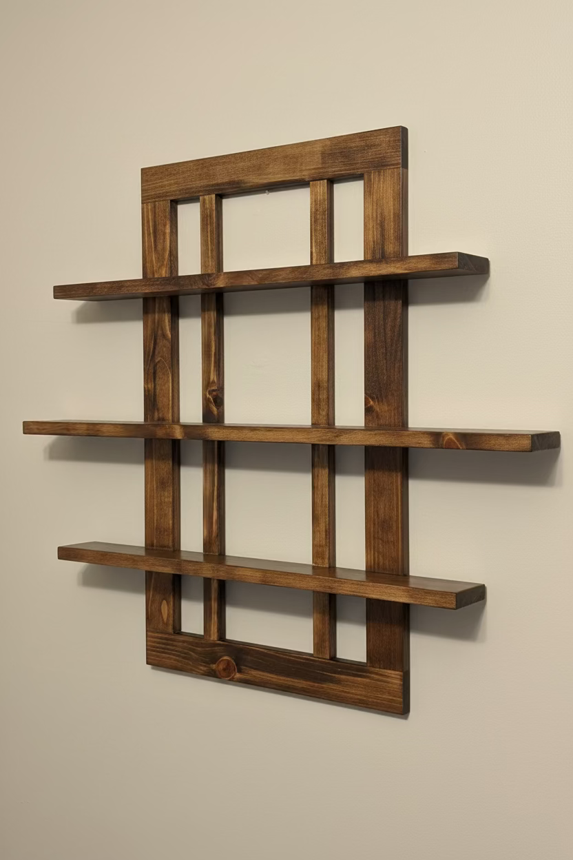 Rustic Wooden Wall Shelf | Handmade Farmhouse Display Shelf