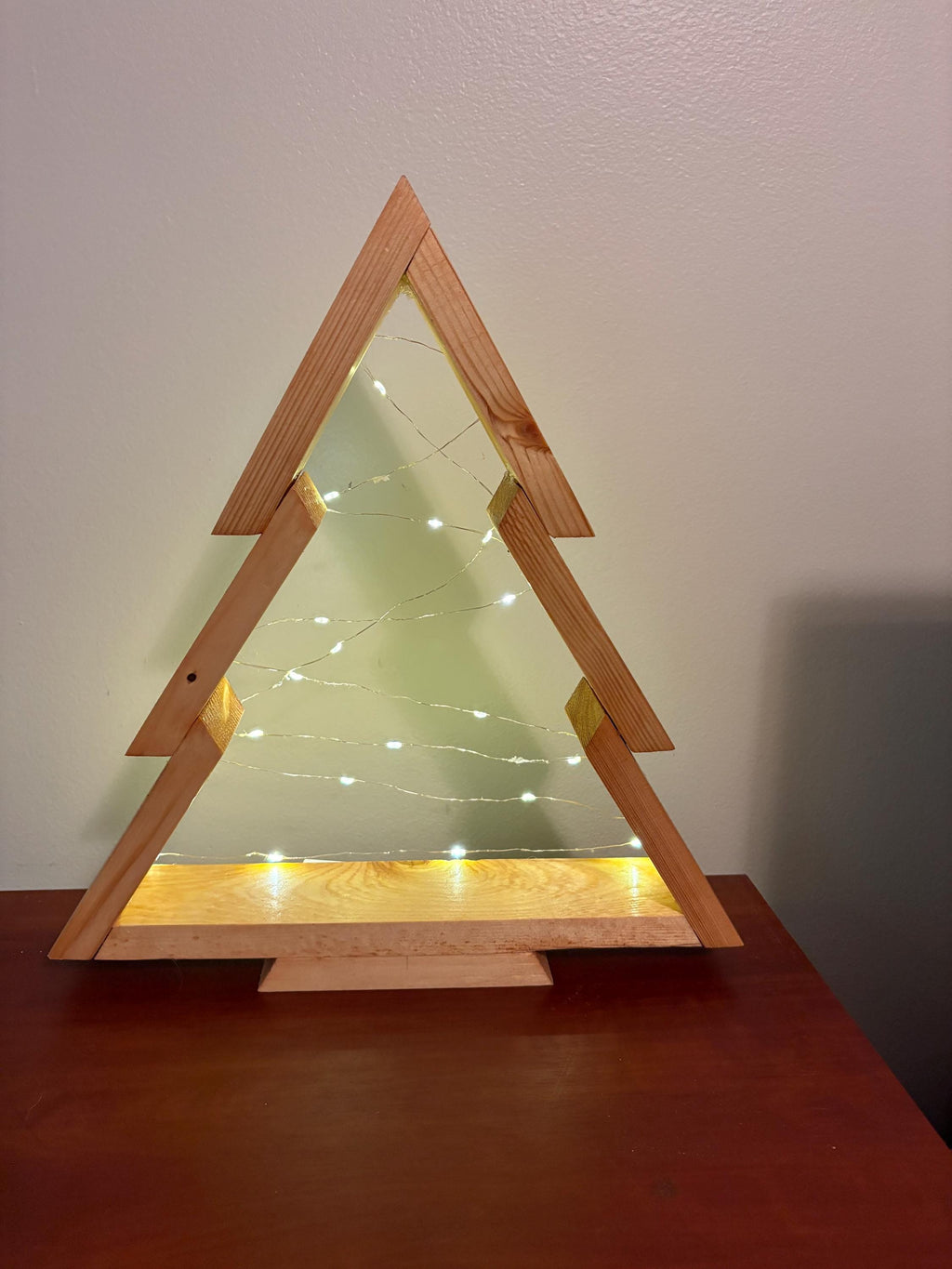Rustic Wooden Christmas Tree with LED Lights