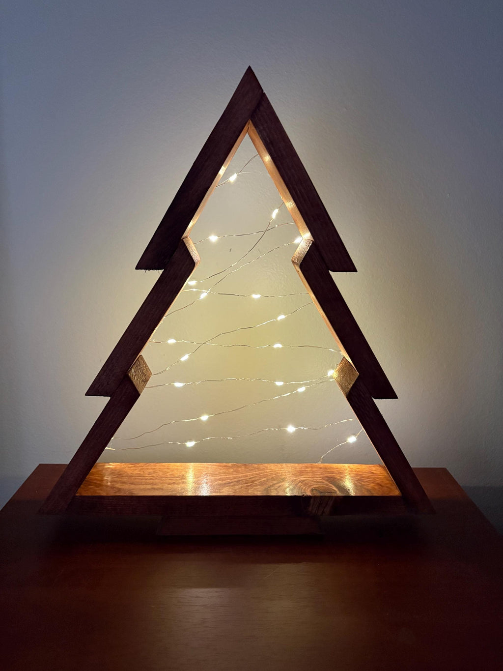 Rustic Wooden Christmas Tree with LED Lights