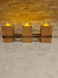Handcrafted Oak Triple Candle Holder