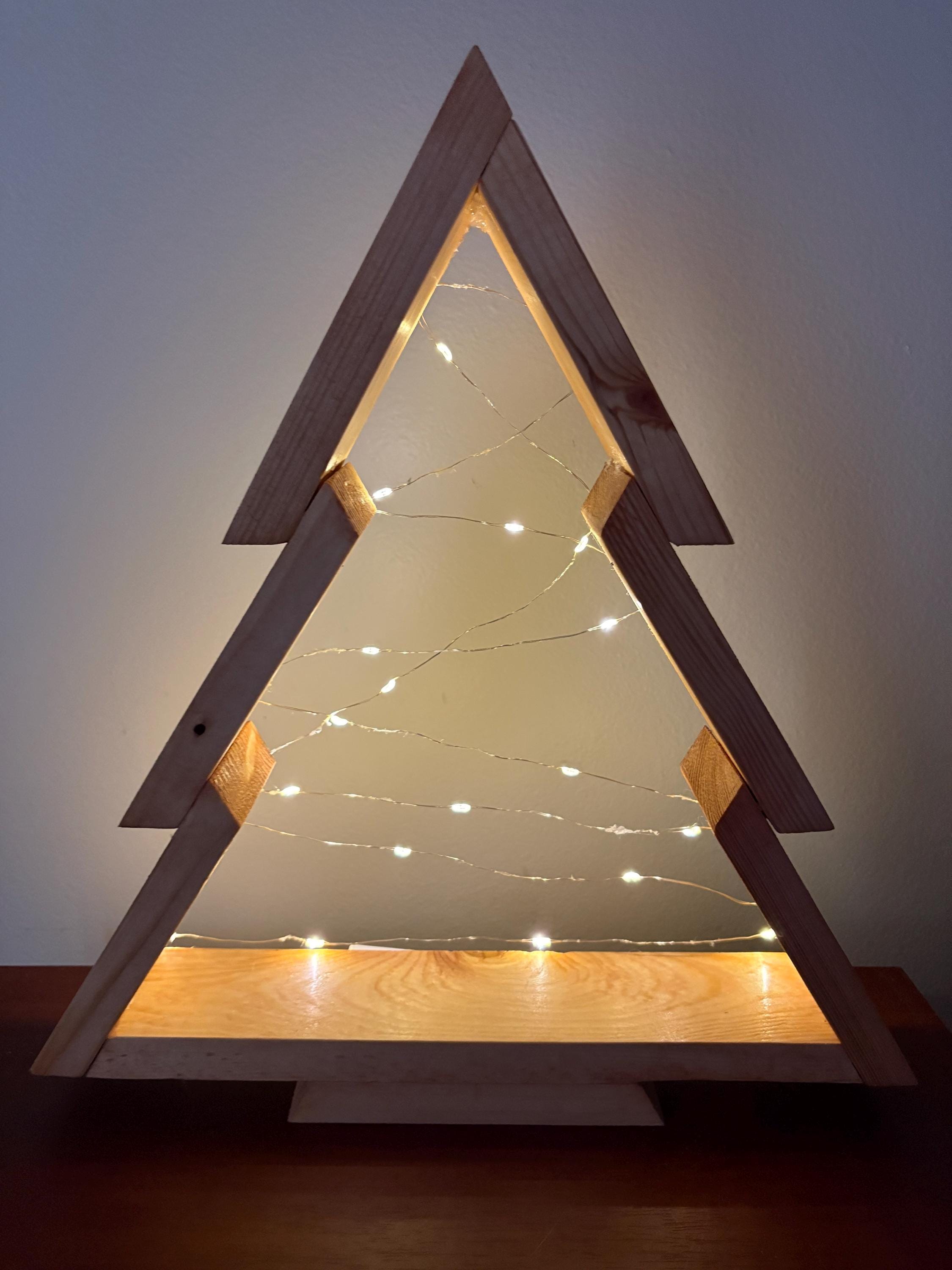 Rustic Wooden Christmas Tree with LED Lights