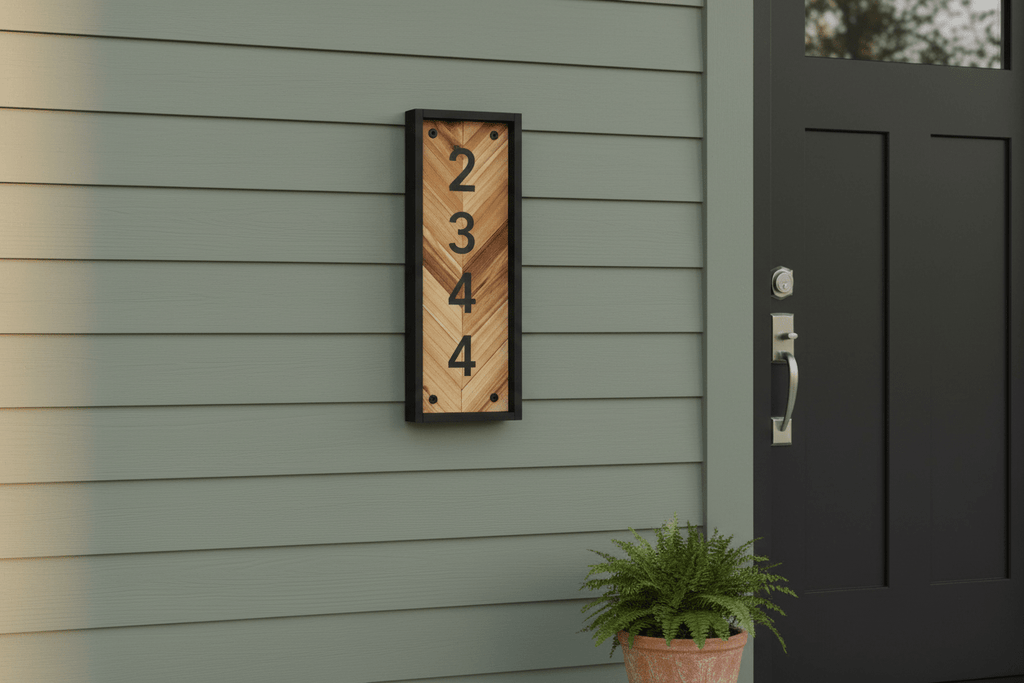Cedar address sign - Creatn Sawdust