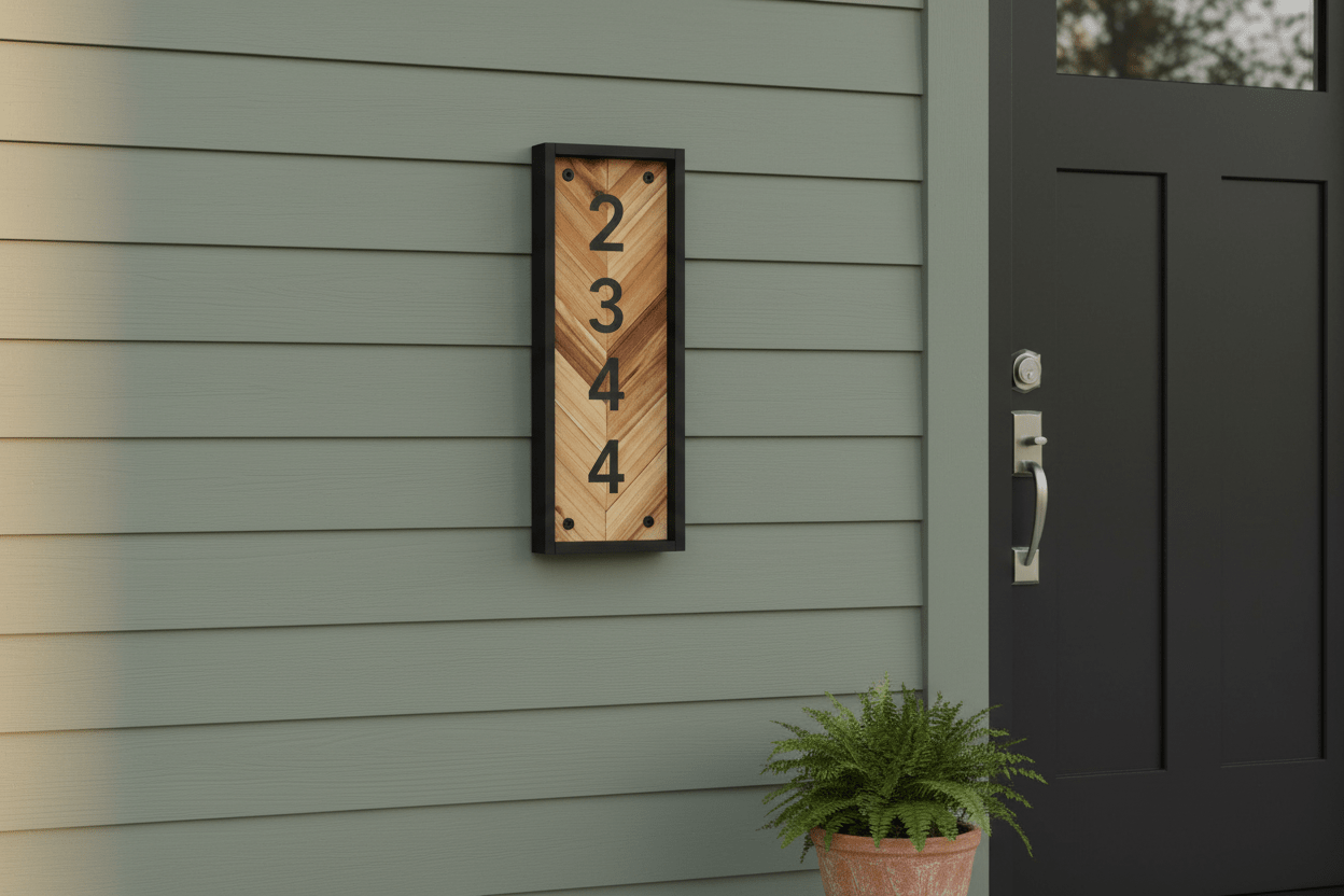 Cedar address sign - Creatn Sawdust