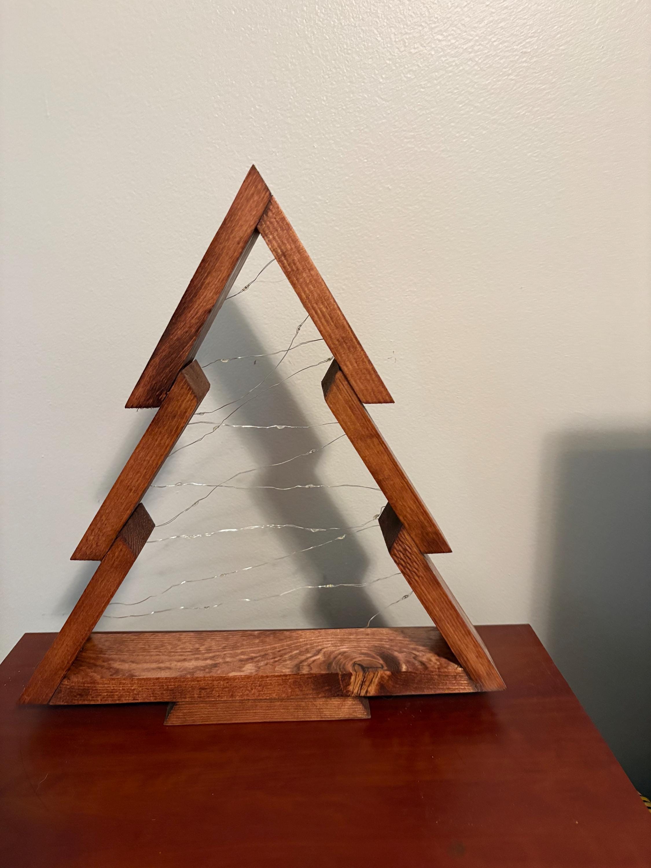 Rustic Wooden Christmas Tree with LED Lights