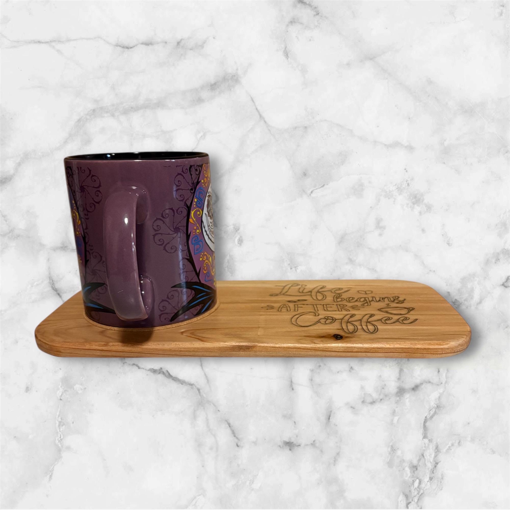 Engraved Wooden Coffee Bar Tray with Cork Coaster