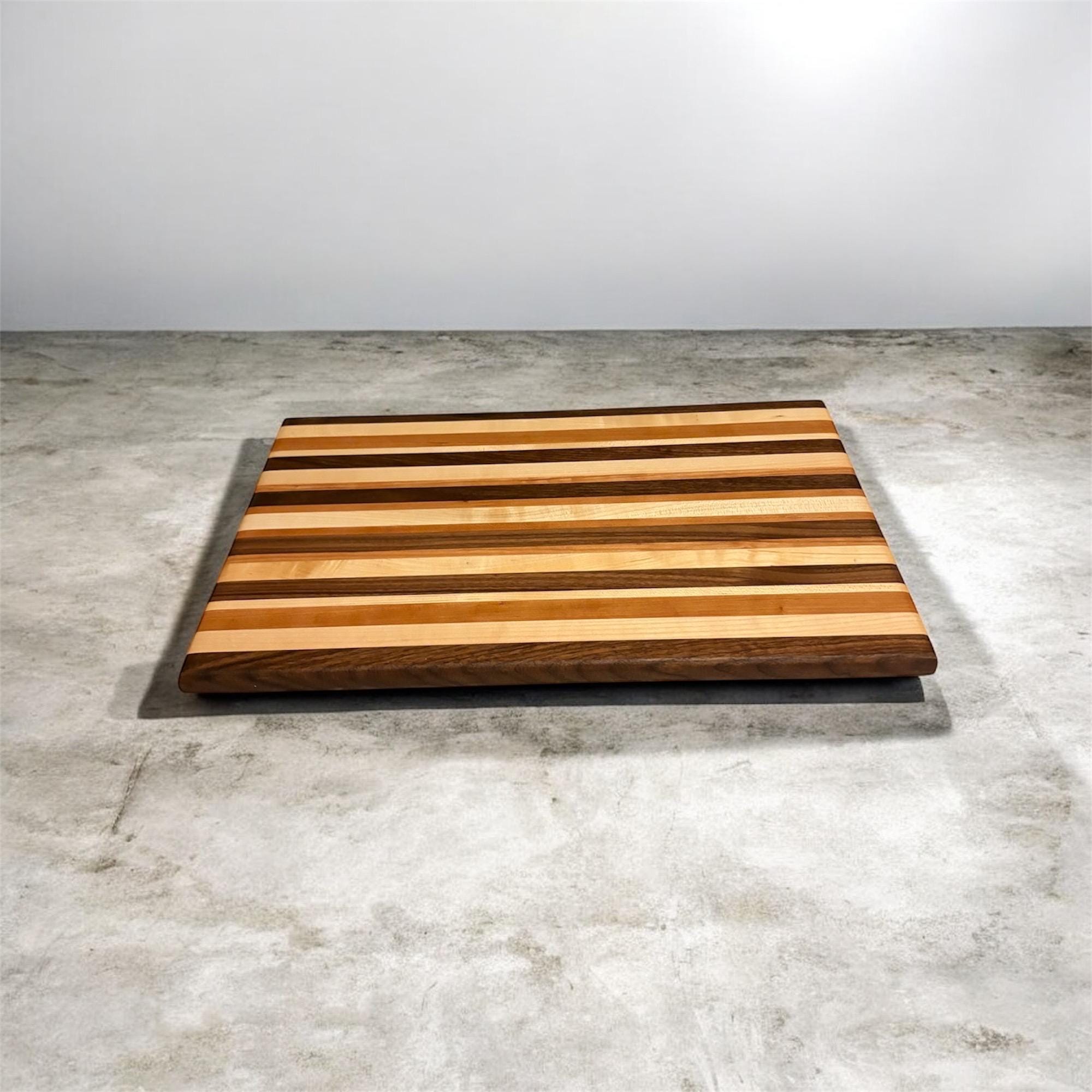 Handcrafted Striped Hardwood Cutting Board | Walnut & Maple - Creatn Sawdust