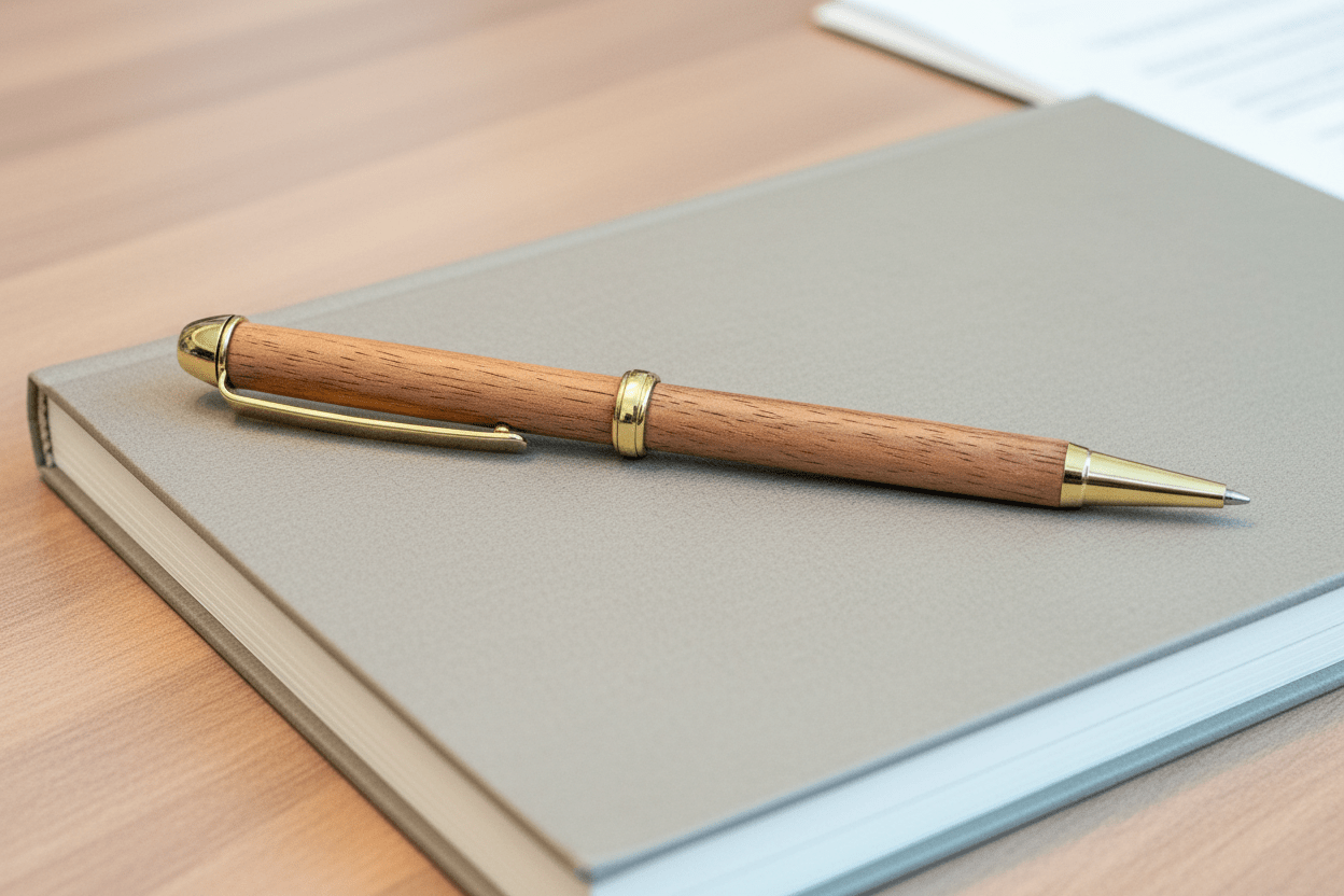 Handcrafted Wooden Ballpoint Pen – Luxury Wood & Gold Executive Writing Pen - Creatn Sawdust