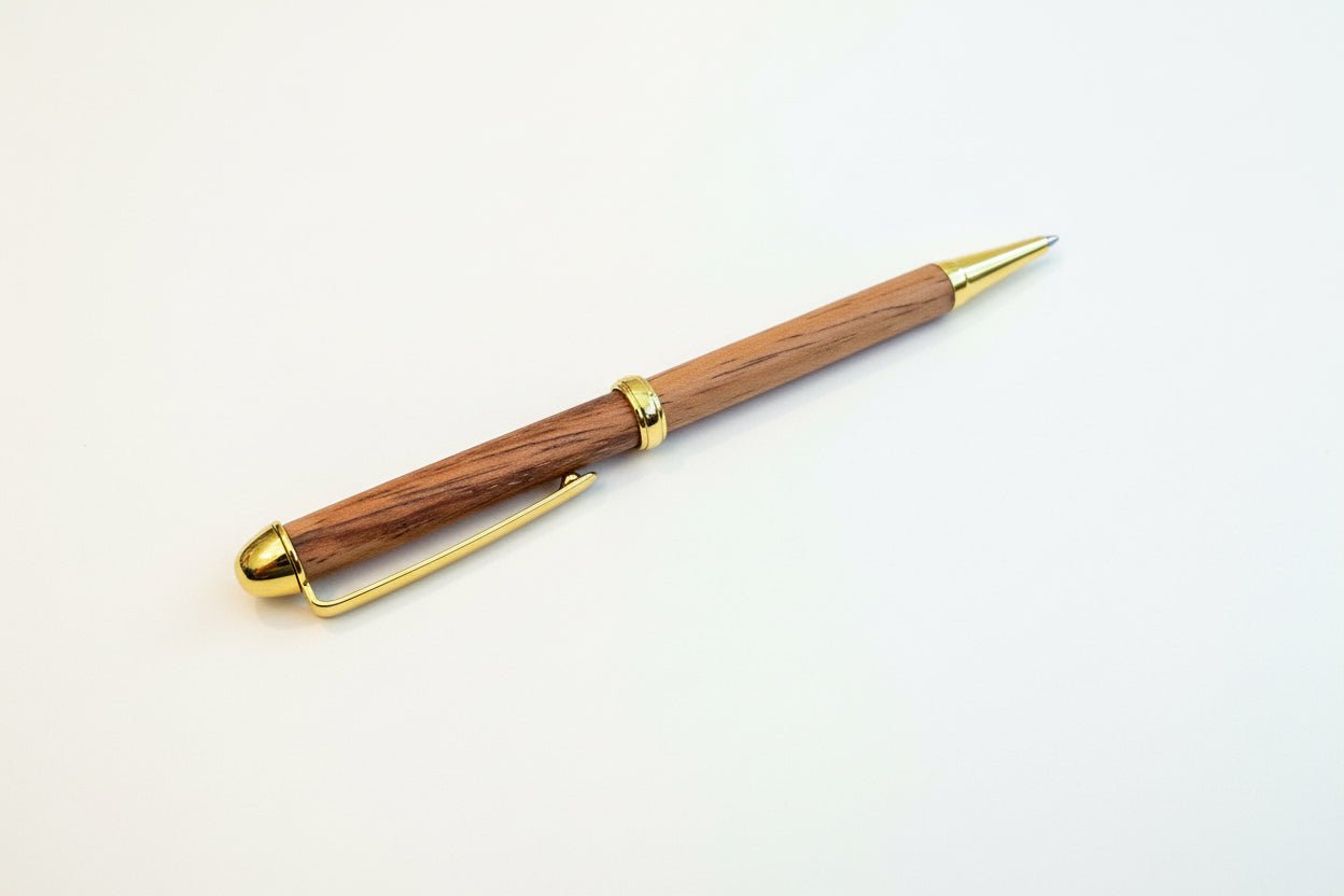 Handcrafted Wooden Ballpoint Pen – Luxury Wood & Gold Executive Writing Pen - Creatn Sawdust