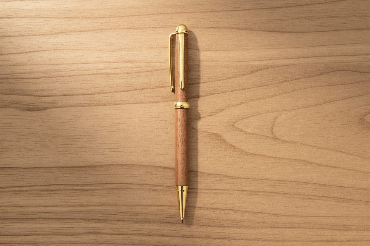 Handcrafted Wooden Ballpoint Pen – Luxury Wood & Gold Executive Writing Pen - Creatn Sawdust