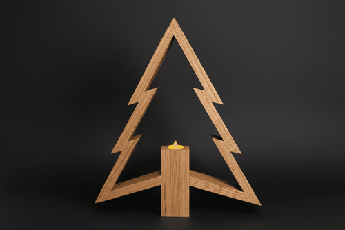 Handcrafted Wooden Christmas Tree Display with Candle Pedestal - Creatn Sawdust