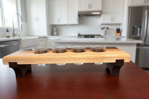 Handcrafted Wooden Shot Flight Tray – 4 - Glass Tasting Board - Creatn Sawdust