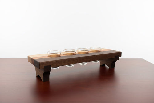 Handcrafted Wooden Shot Flight Tray – 4 - Glass Tasting Board - Creatn Sawdust