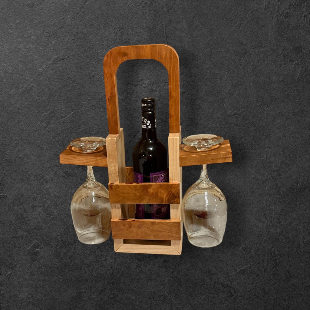 Handmade Elegant Wooden Wine & Glass Holder - Creatn Sawdust