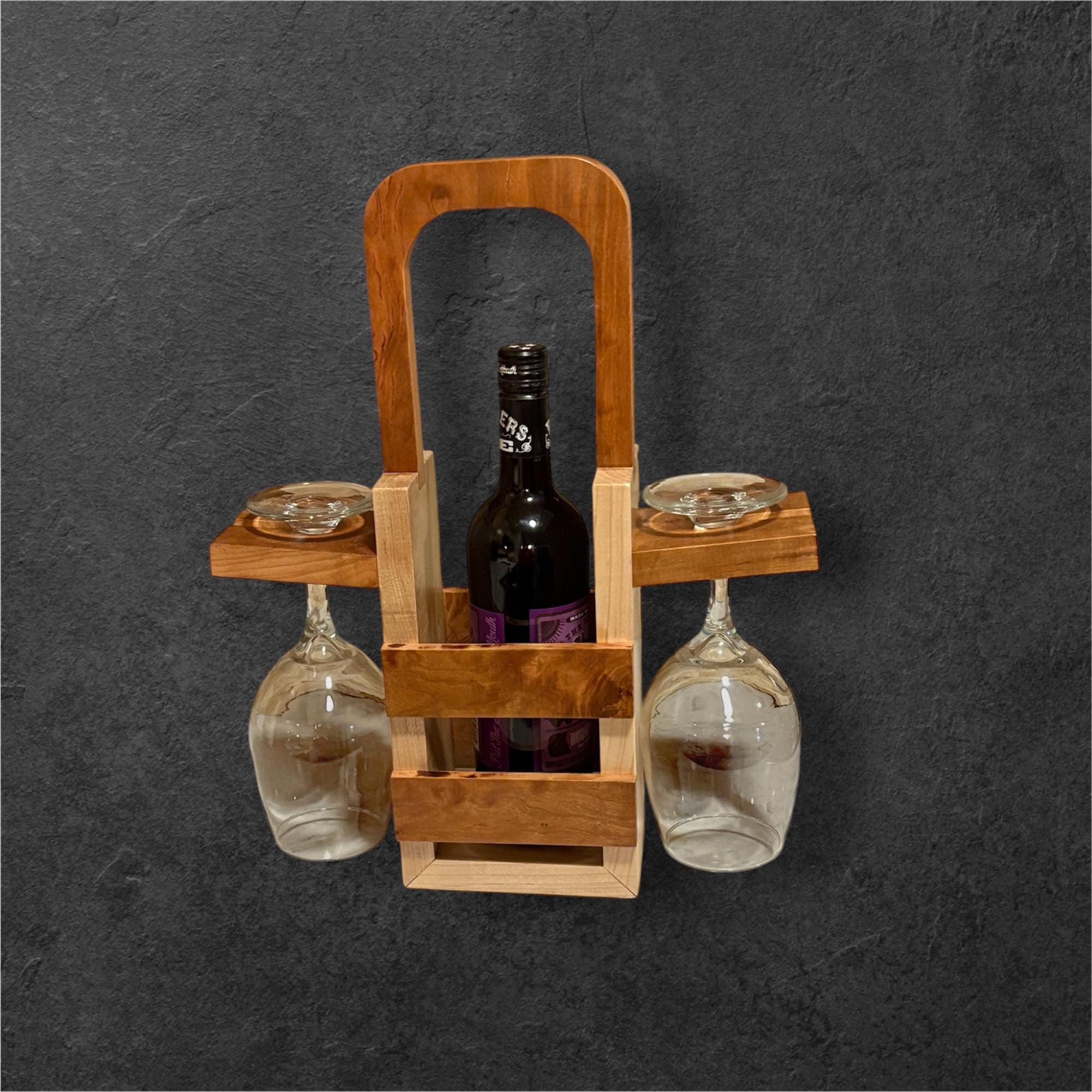Handmade Elegant Wooden Wine & Glass Holder - Creatn Sawdust