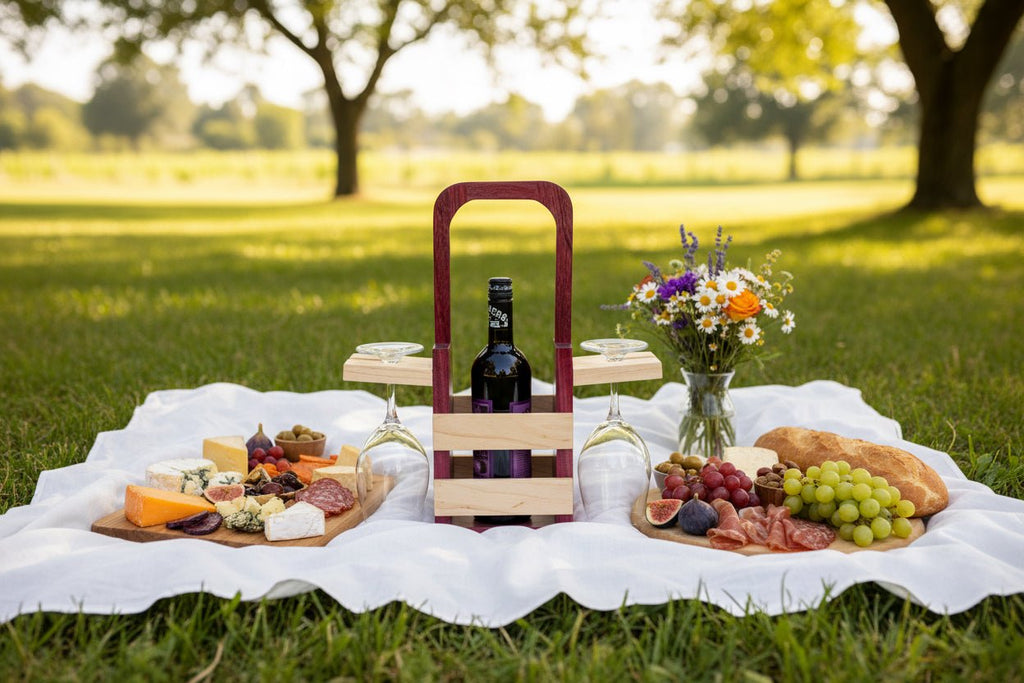 Handmade Elegant Wooden Wine & Glass Holder - Creatn Sawdust