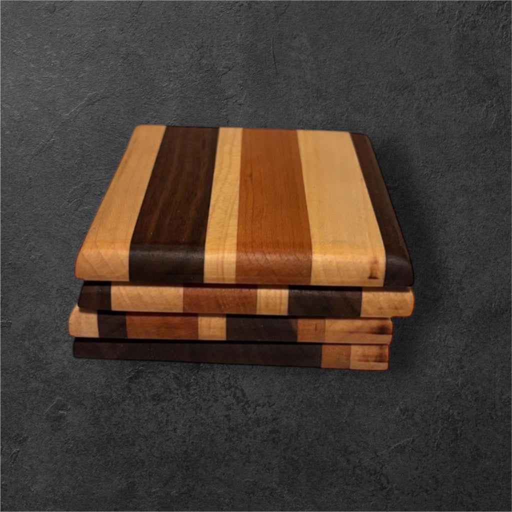 Handmade Hardwood Coasters: Maple, Cherry, Walnut, Paluck, Tiger Wood, & Purple Heart - Creatn Sawdust