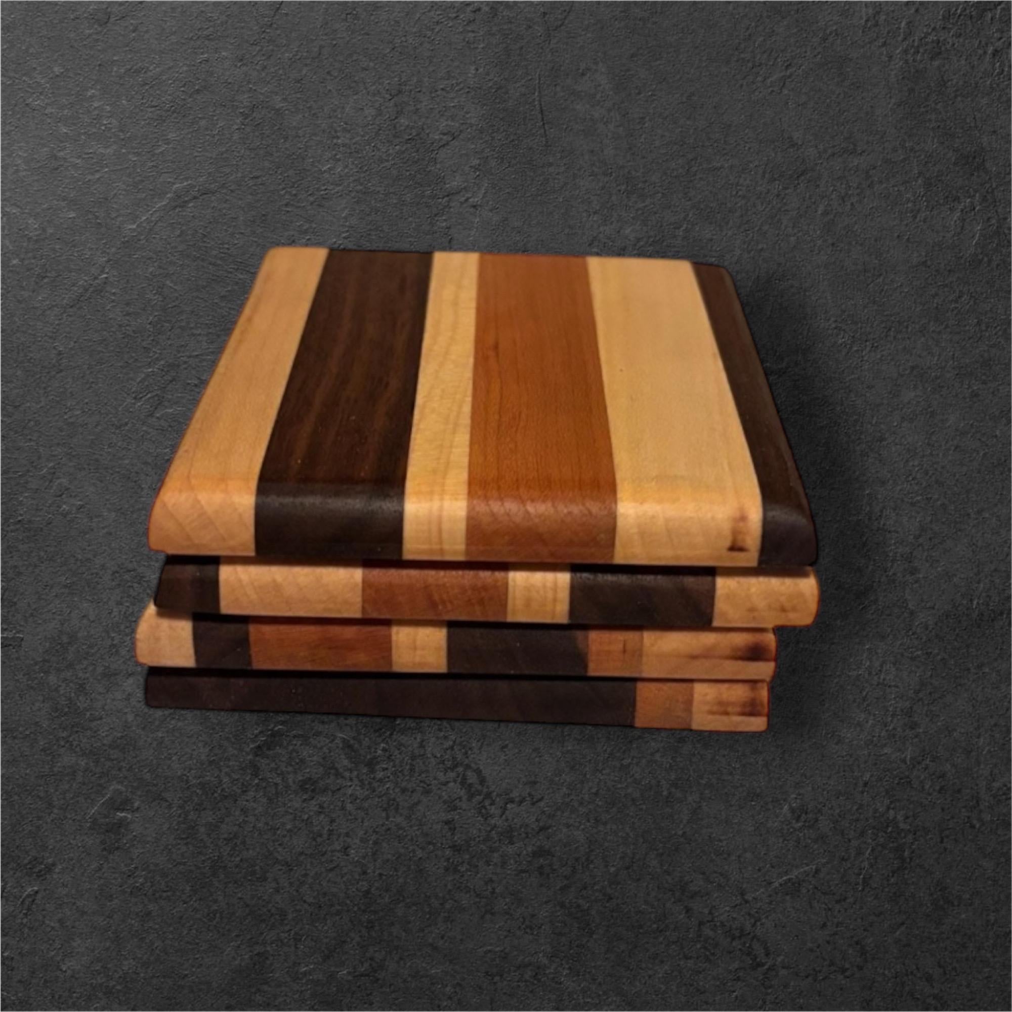 Handmade Hardwood Coasters: Maple, Cherry, Walnut, Paluck, Tiger Wood, & Purple Heart - Creatn Sawdust