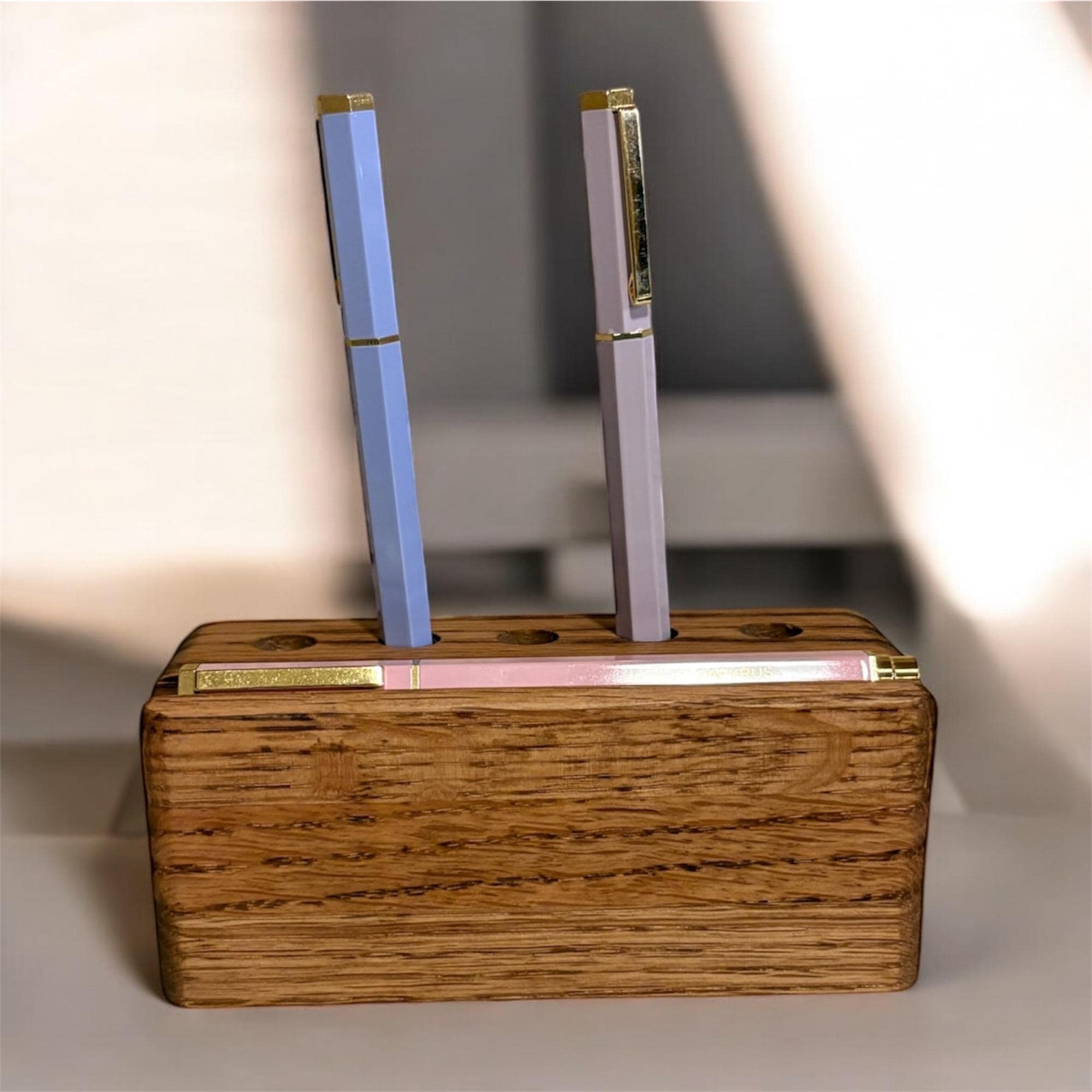 Handmade Oak Wood Pen Holder | Desk Organizer - Creatn Sawdust