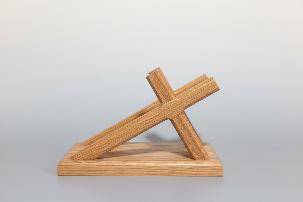 Handmade oak Wooden Napkin Holder – Rustic Cross Design - Creatn Sawdust