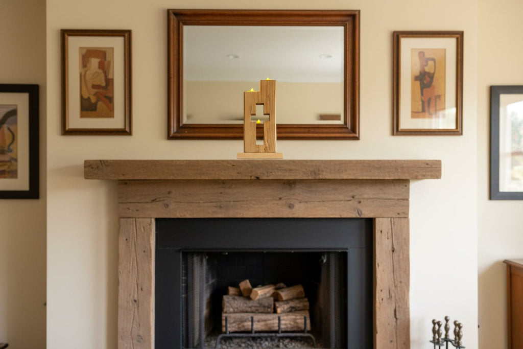 Handmade Wooden Cross Candle Holder – Rustic Christian Home Décor, Religious Tealight Stand - Creatn Sawdust