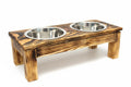 Handmade Wooden Elevated Pet Feeder – Rustic Raised Dog & Cat Bowl Stand - Creatn Sawdust