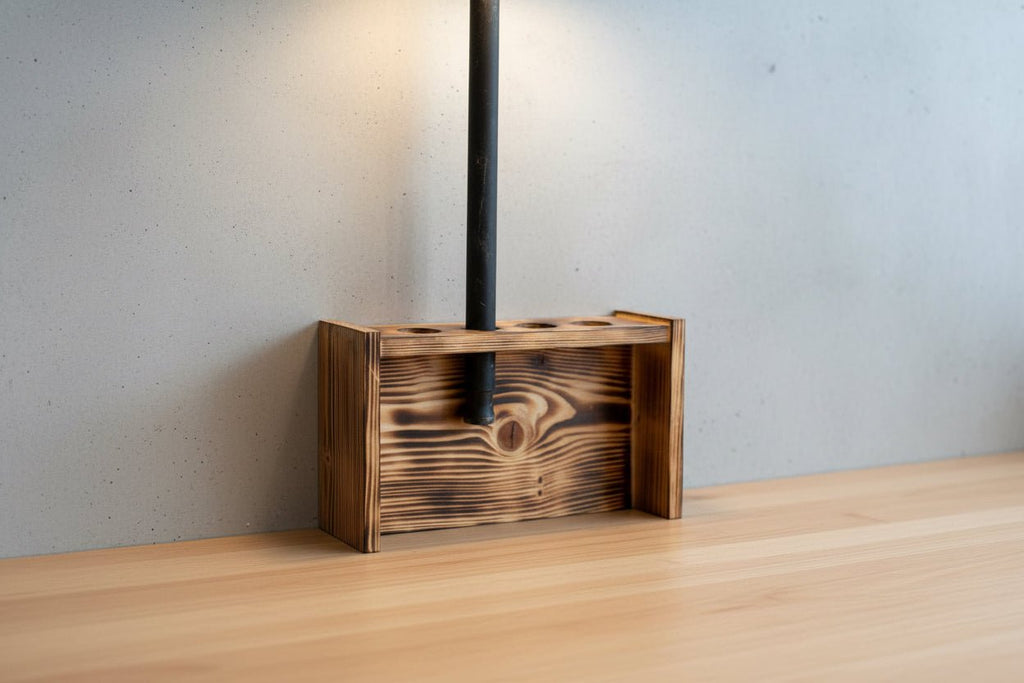 Handmade Wooden Wall - Mounted Fishing Rod Holder – Rustic Torched Finish - Creatn Sawdust