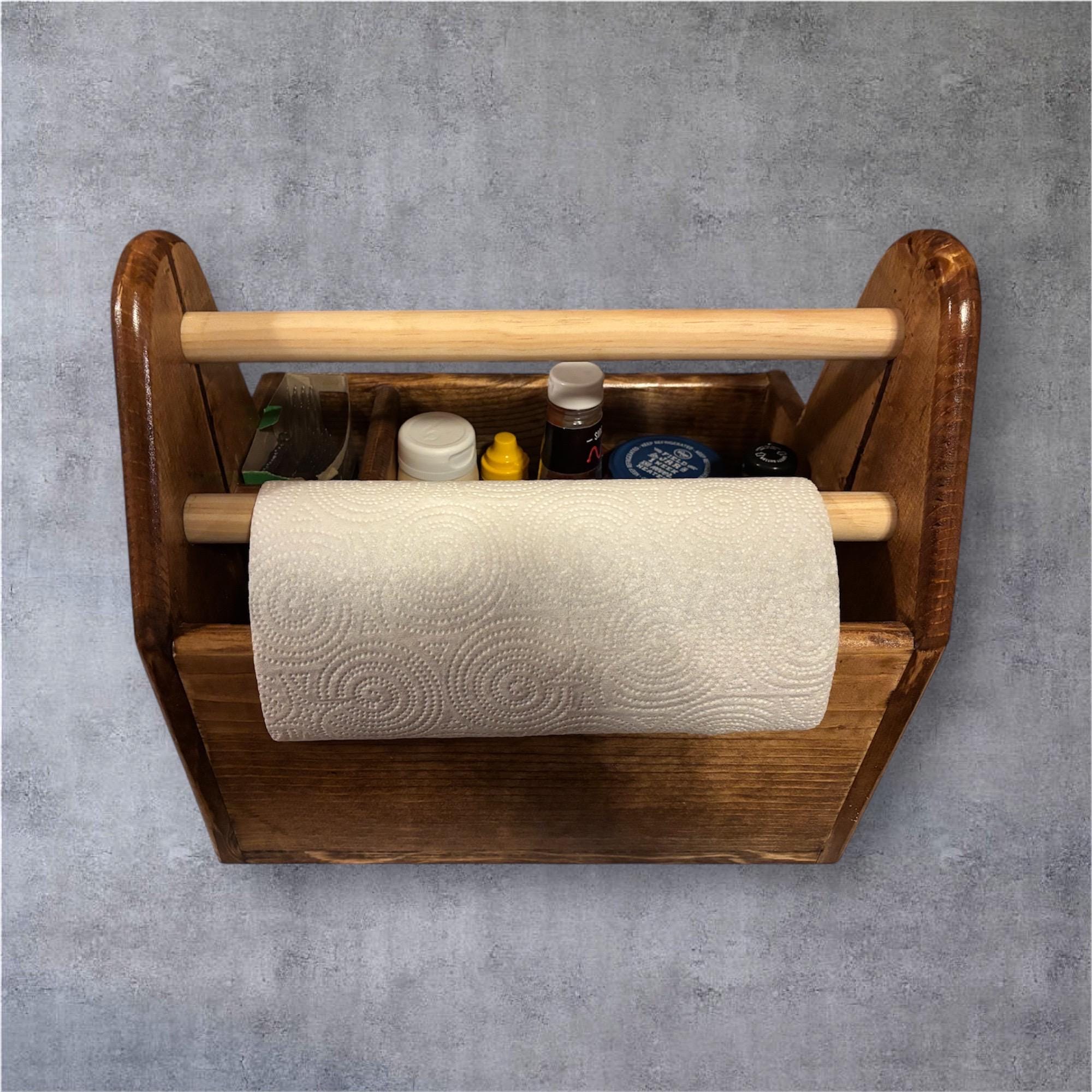 Rustic Wooden BBQ Caddy with Paper Towel Holder - Creatn Sawdust