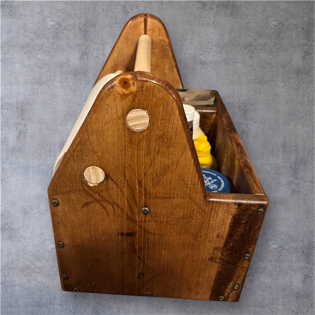 Rustic Wooden BBQ Caddy with Paper Towel Holder - Creatn Sawdust