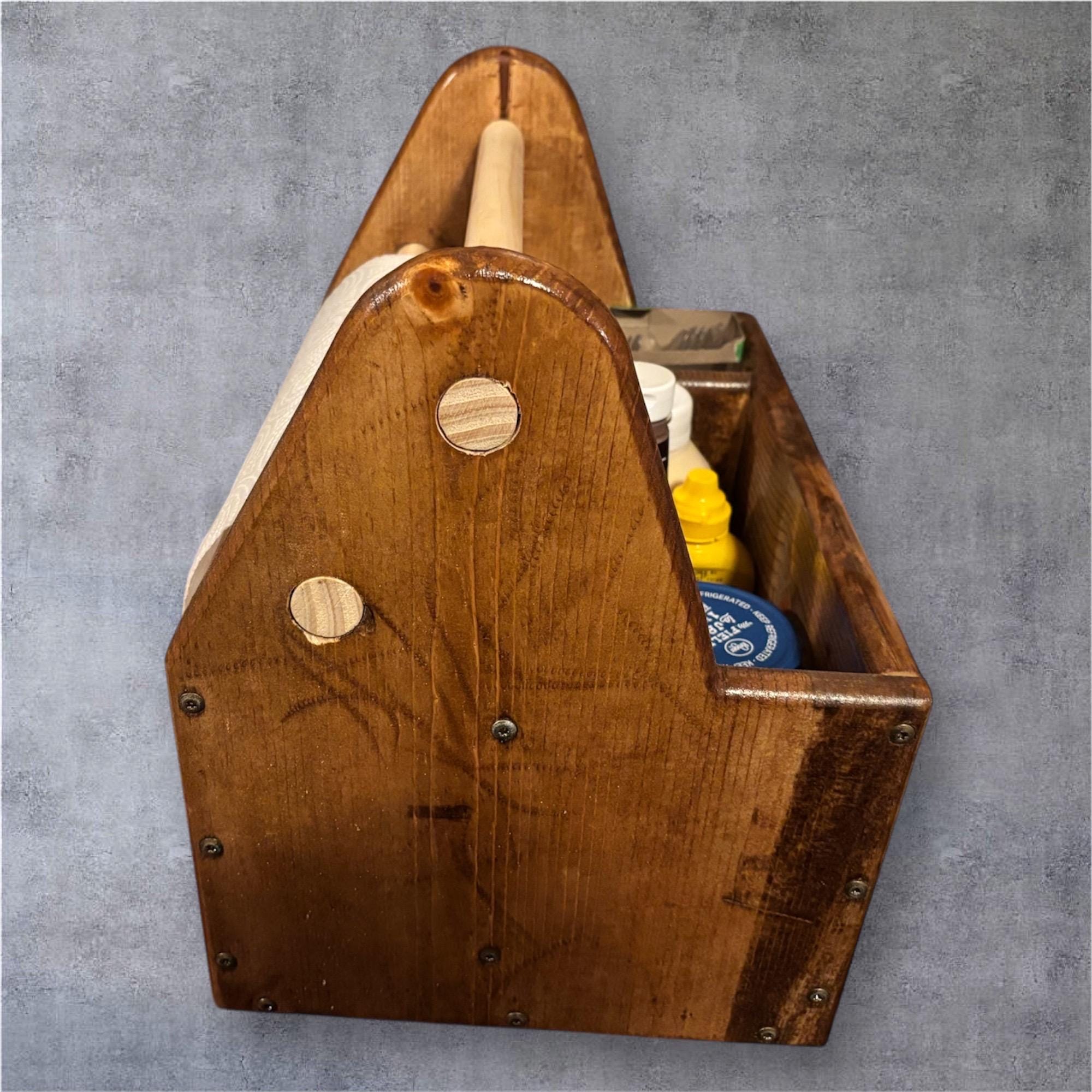 Rustic Wooden BBQ Caddy with Paper Towel Holder - Creatn Sawdust