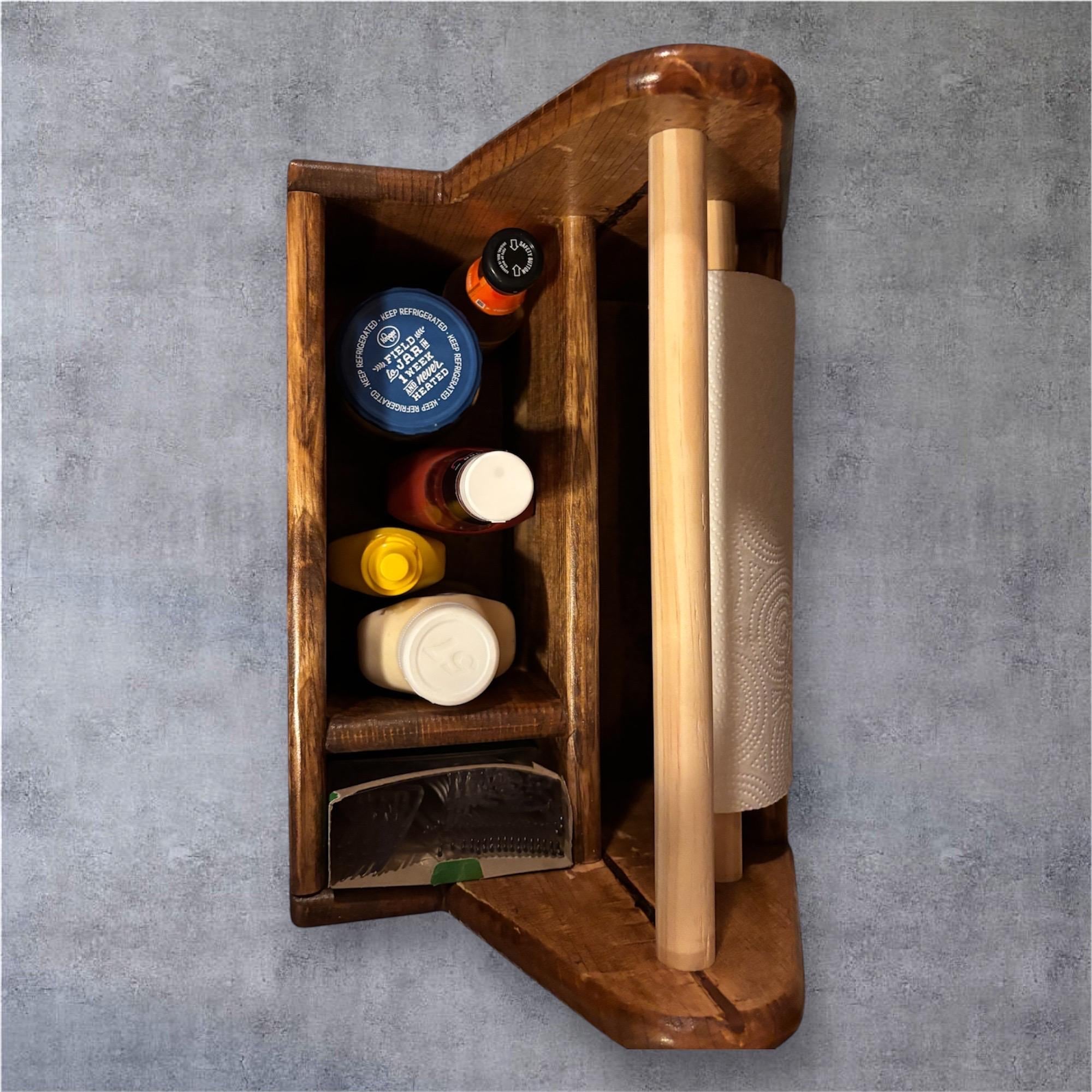 Rustic Wooden BBQ Caddy with Paper Towel Holder - Creatn Sawdust