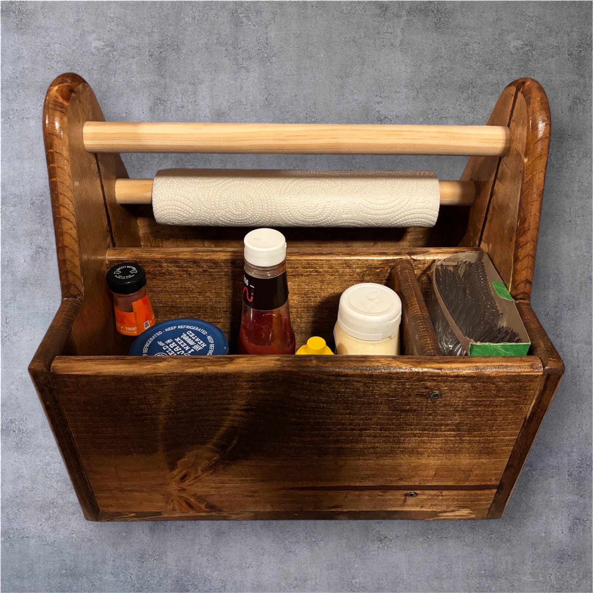 Rustic Wooden BBQ Caddy with Paper Towel Holder - Creatn Sawdust