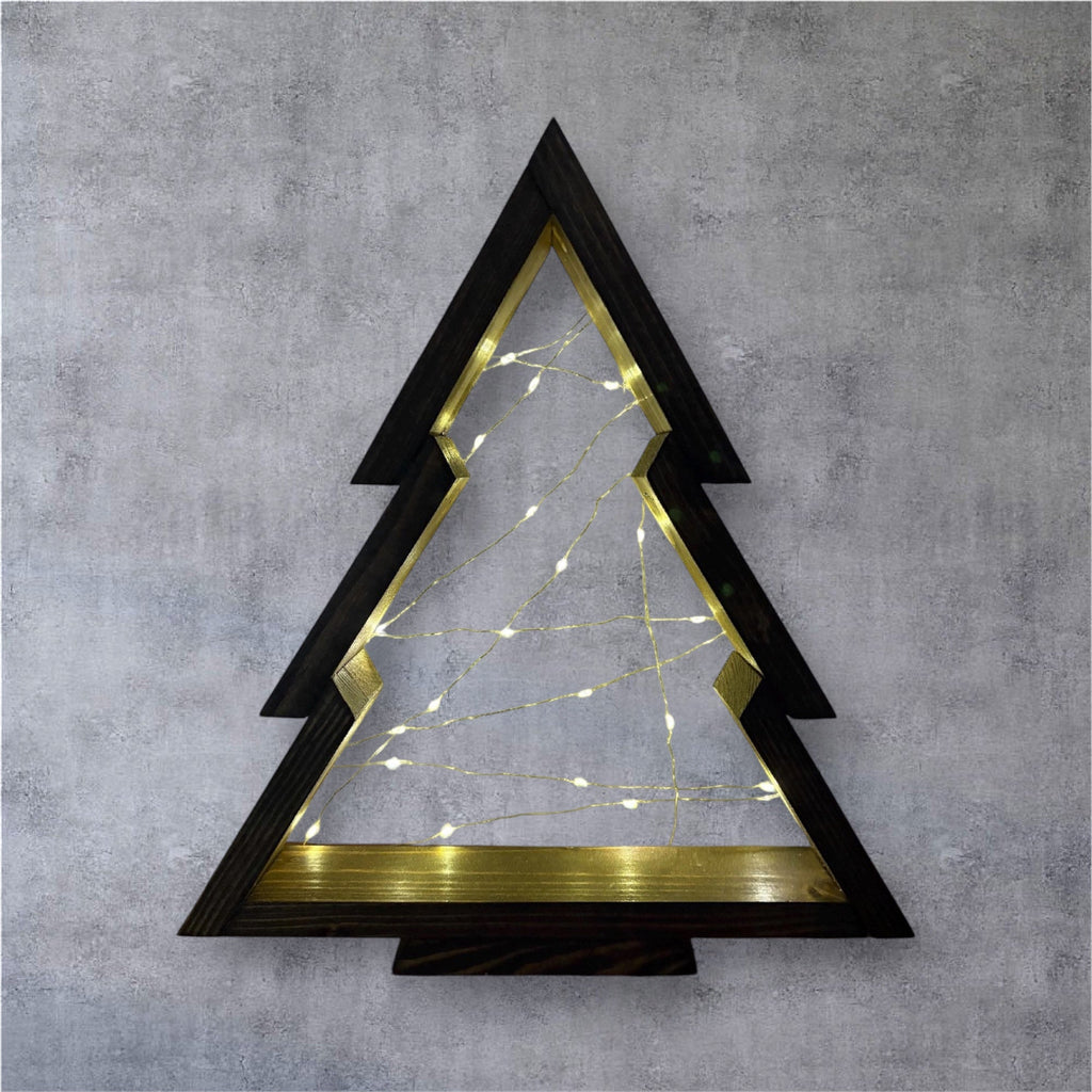 Rustic Wooden Christmas Tree with LED Lights - Creatn Sawdust