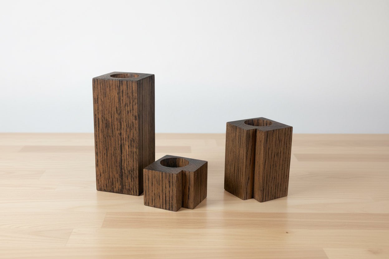 Rustic Wooden LED Candle Holder Set – Handmade Décor for Home, Weddings & Gifts - Creatn Sawdust