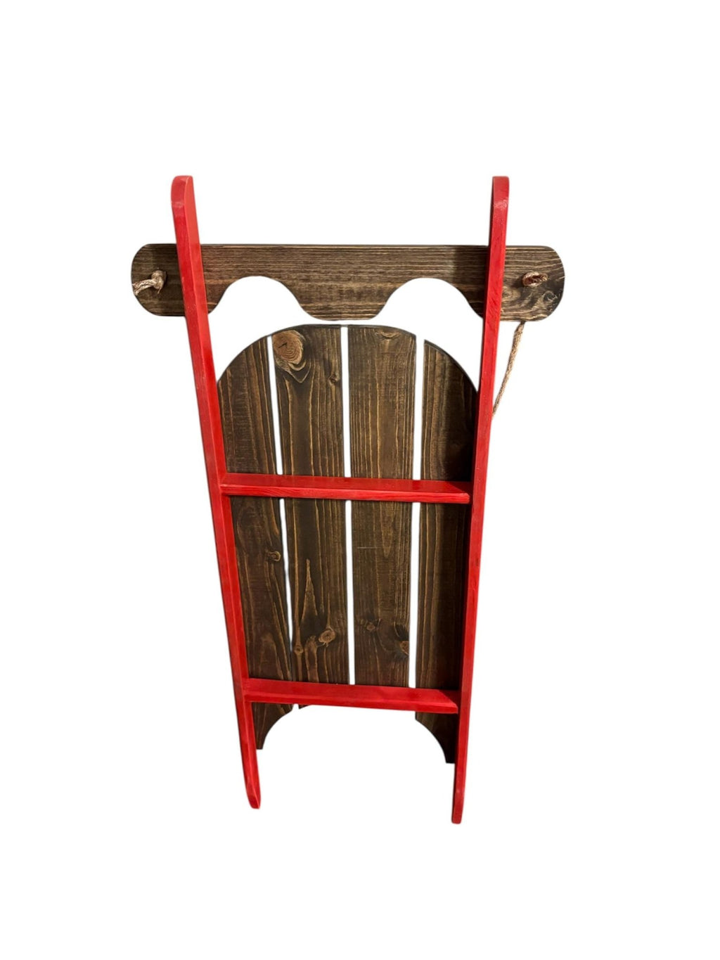 Rustic Wooden Sled Decor – Red & Dark Wood Christmas Decoration - Creatn Sawdust