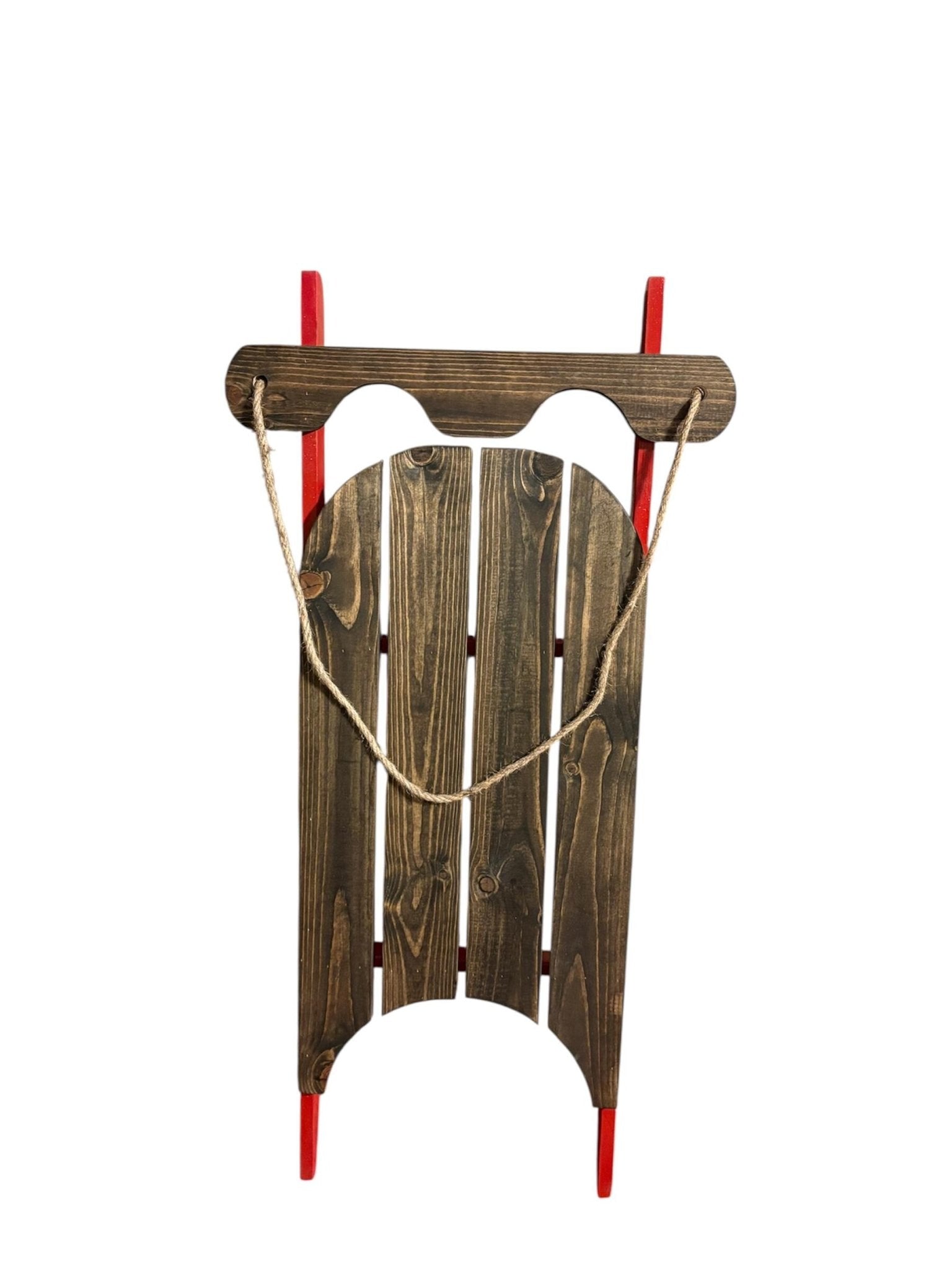 Rustic Wooden Sled Decor – Red & Dark Wood Christmas Decoration - Creatn Sawdust