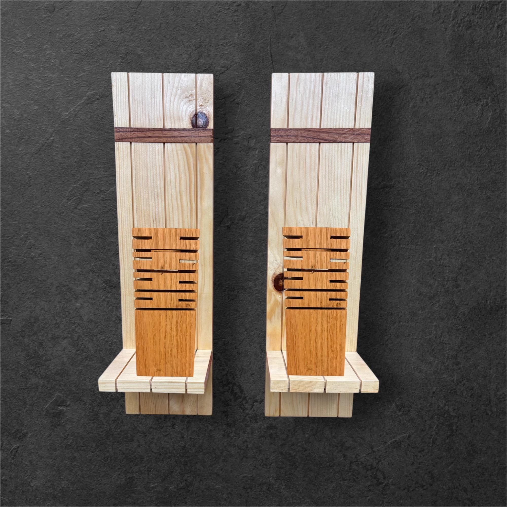 Rustic Wooden Wall Sconces Set of 2 - Creatn Sawdust