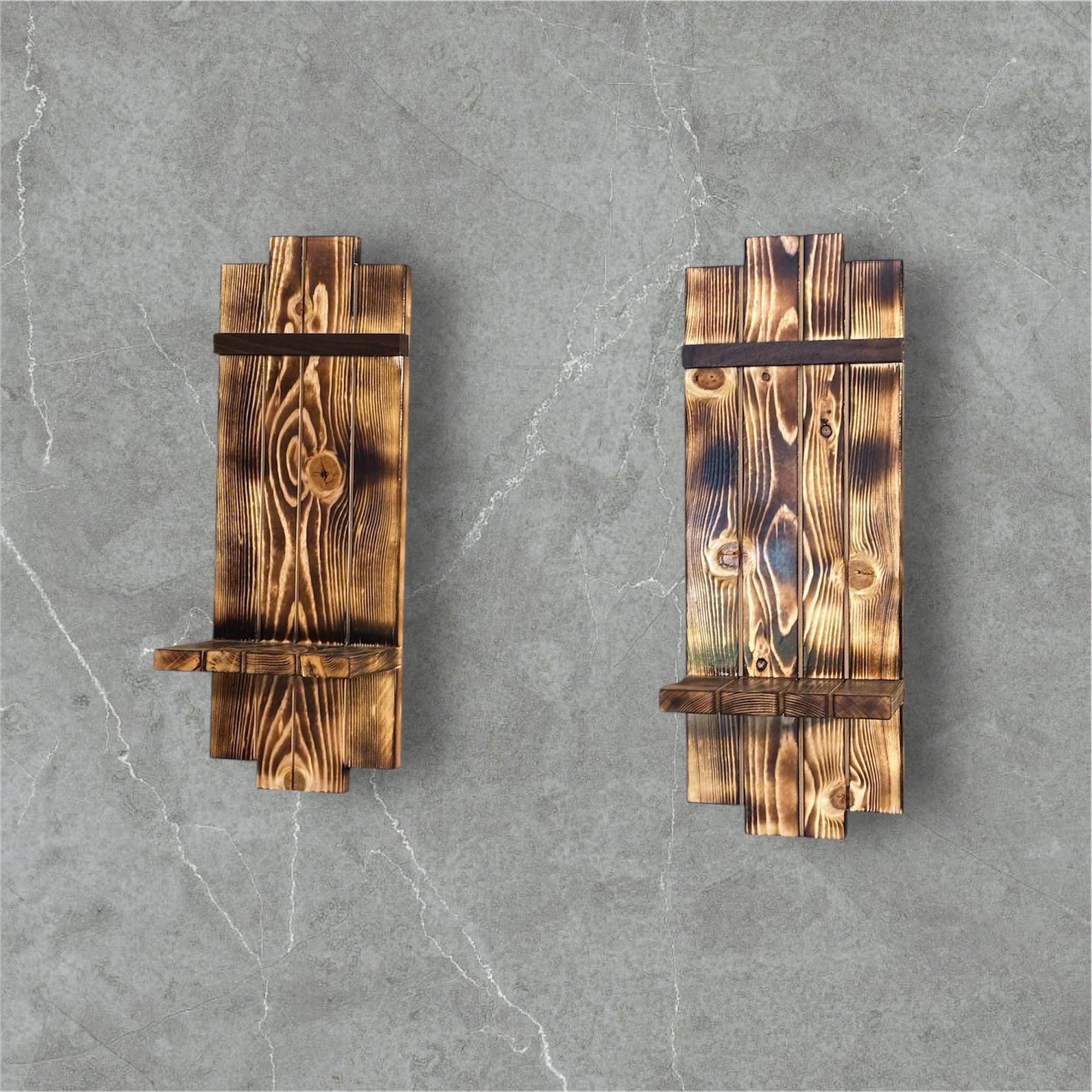 Rustic Wooden Wall Sconces Set of 2 - Creatn Sawdust