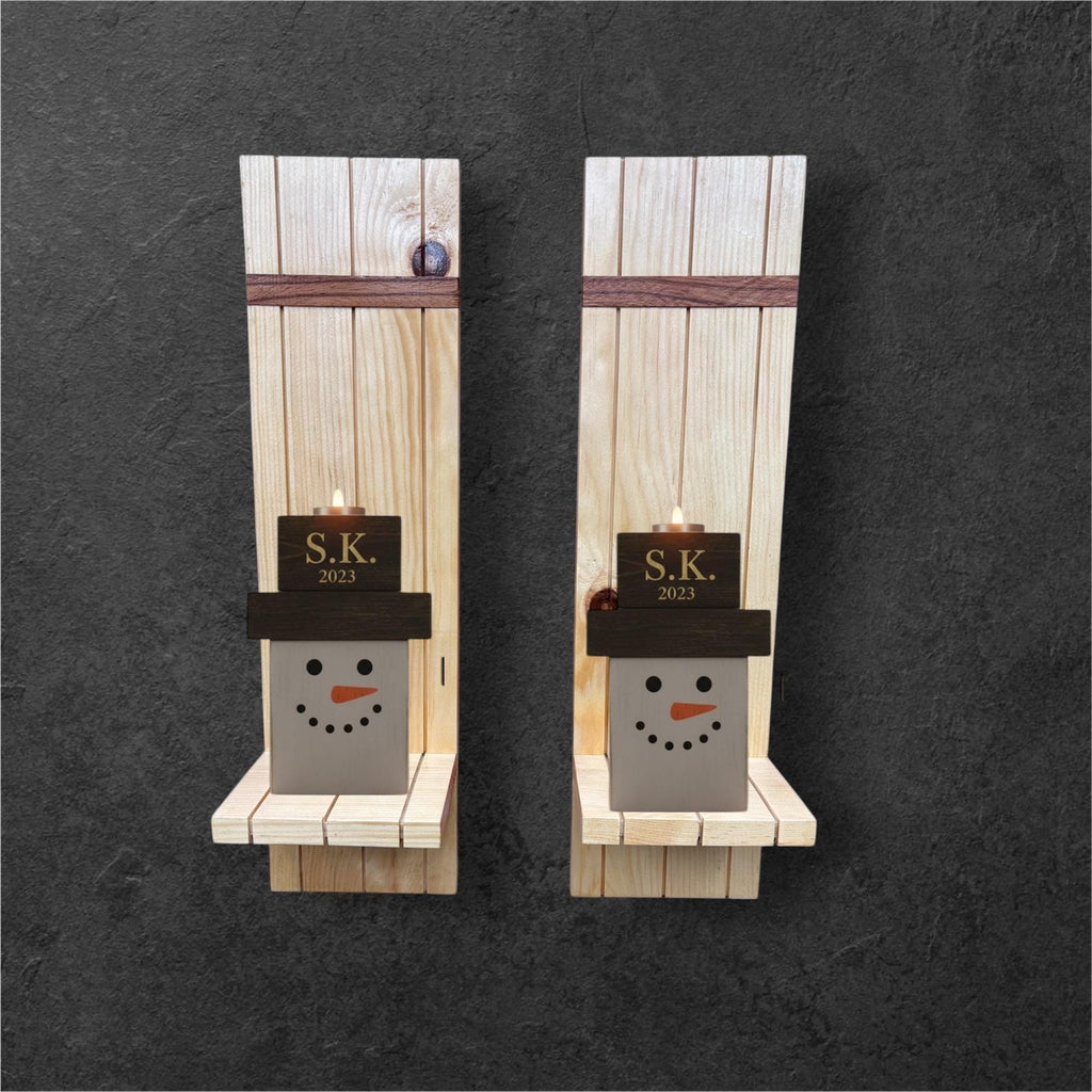 Rustic Wooden Wall Sconces Set of 2 - Creatn Sawdust
