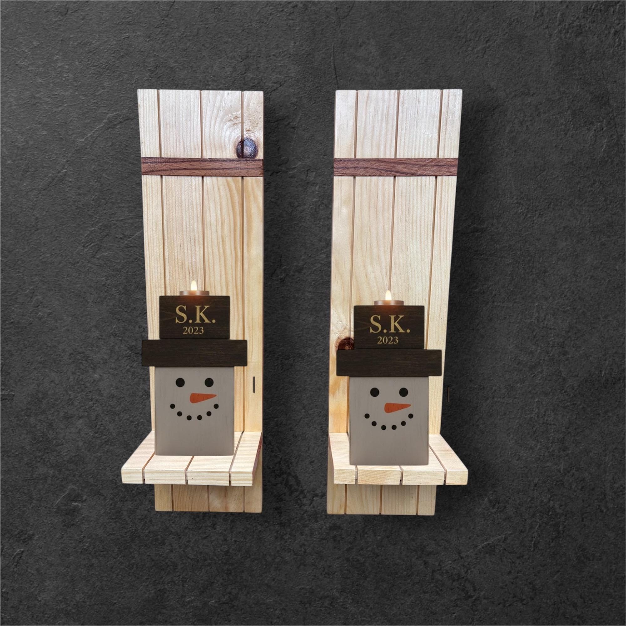 Rustic Wooden Wall Sconces Set of 2 - Creatn Sawdust