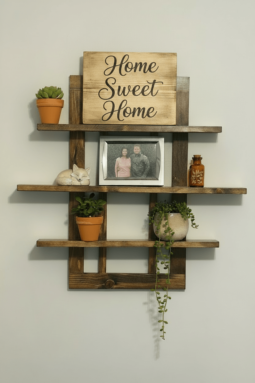 Rustic Wooden Wall Shelf | Handmade Farmhouse Display Shelf - Creatn Sawdust