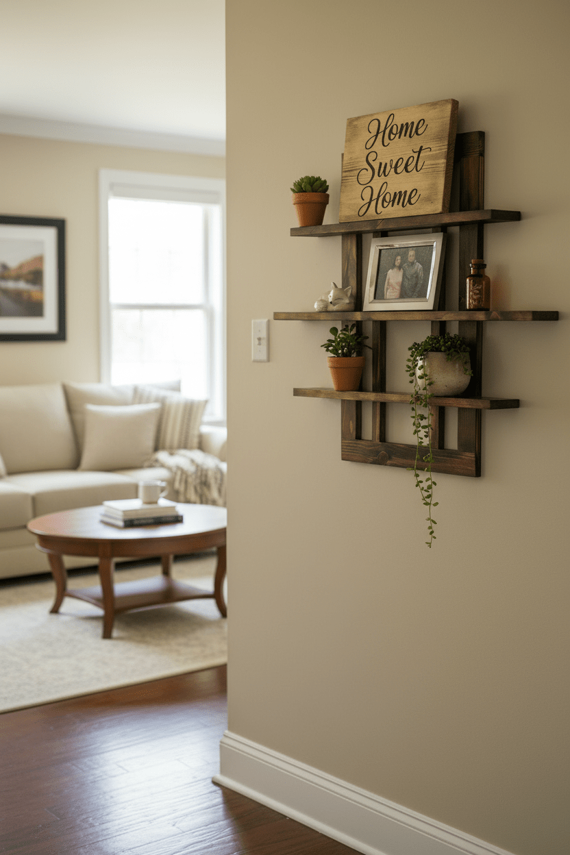 Rustic Wooden Wall Shelf | Handmade Farmhouse Display Shelf - Creatn Sawdust