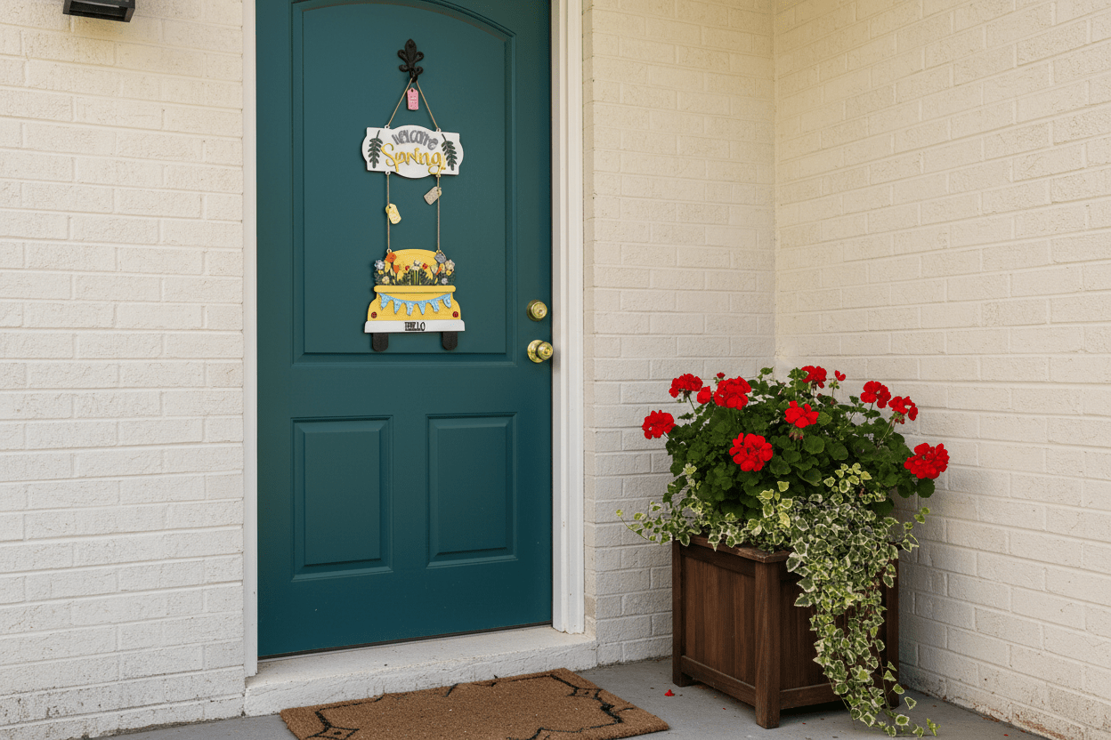 Welcome Spring Door Hanger | Floral Spring Decor | Front Door Sign - Creatn Sawdust