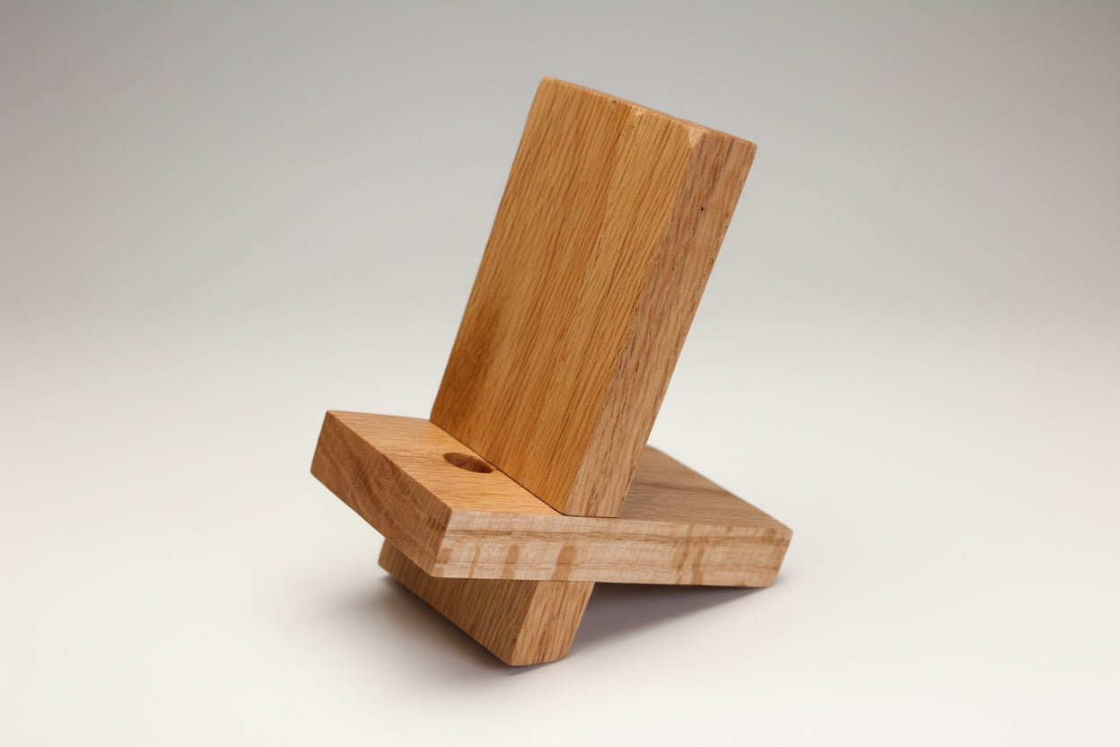 Wooden Phone Holder with hole for charger - Creatn Sawdust